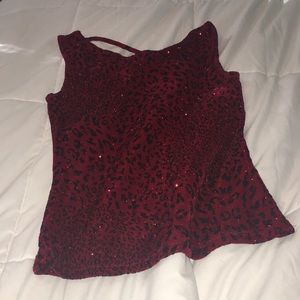 Red and black sparkly dress top